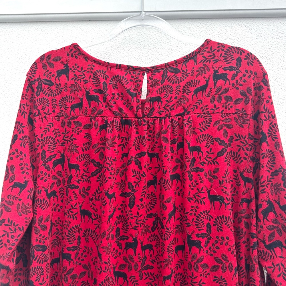 J Jill Sleep Shirt XL Reindeer Red/ Black Midi Cotton Modal Ultra Soft Lounge - Picture 7 of 10